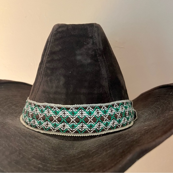 Brown Western Hat with Green Accents - Picture 7 of 11